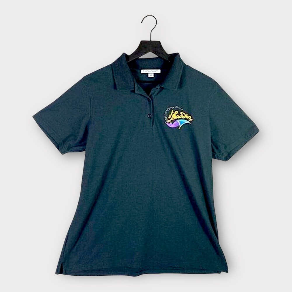 Disney Aladdin Jr Polo Shirt Womens Size XL Broadway Show Kids Emrboidered Black